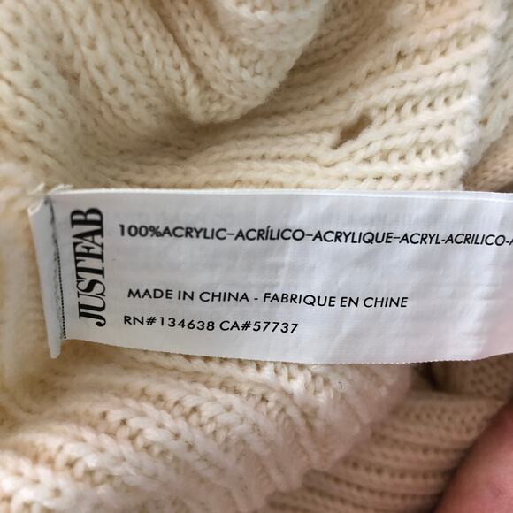 Just Fab Turtleneck Lace Up Cream Pullover Sweater Size S - Picture 10 of 12